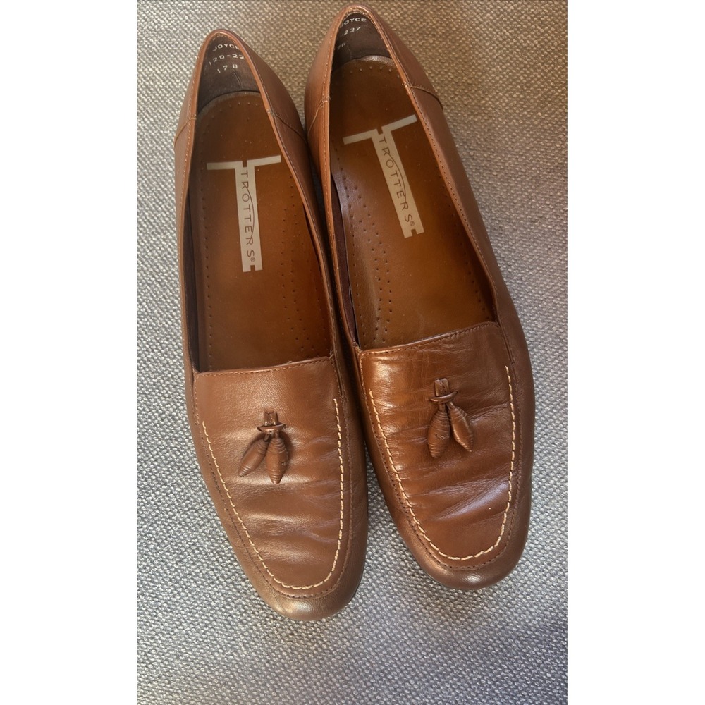 Trotters Brown Joyce Leather Loafers Tassel Slip‎ On Size 9 N - Picture 3 of 12
